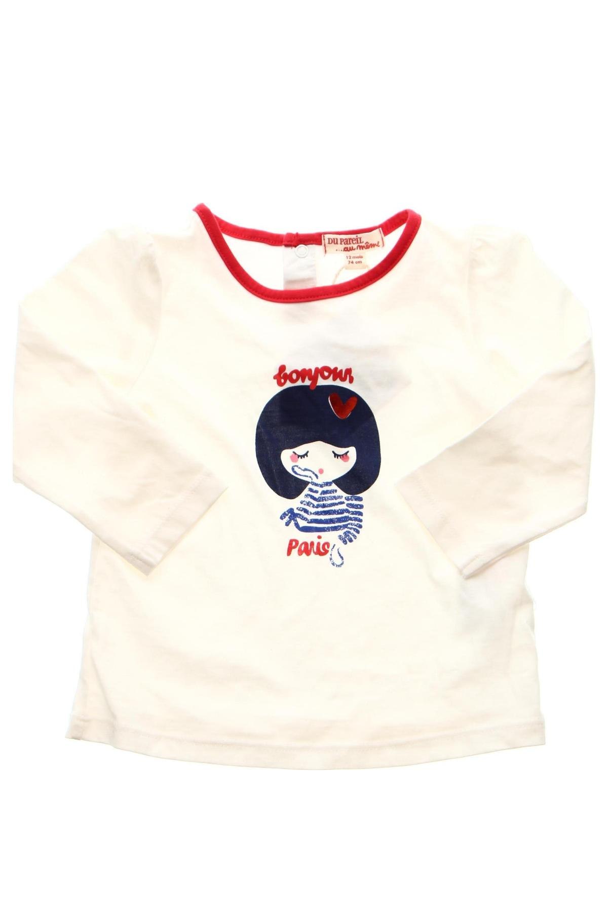 Детска блуза Du Pareil Au Meme, Размер 9-12m/ 74-80 см, Цвят Бял, Цена 14,70 лв.