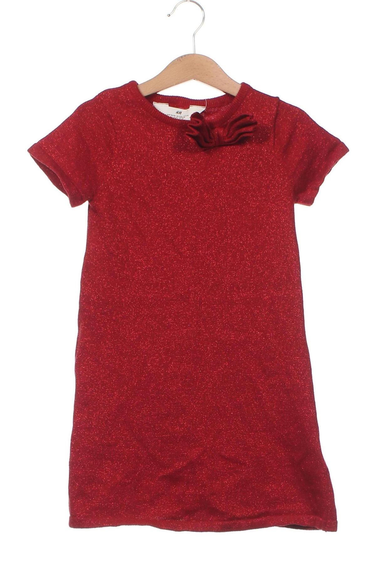 Детска рокля H&M, Размер 4-5y/ 110-116 см, Цвят Червен, Цена 15,75 лв.
