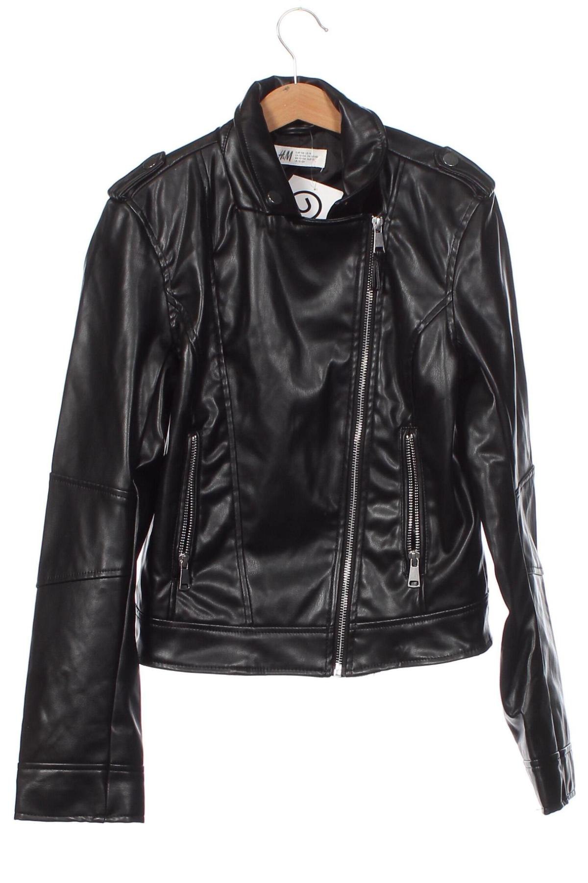 Dětská kožená bunda  H&M, Velikost 12-13y/ 158-164 cm, Barva Černá, Cena  281,00 Kč