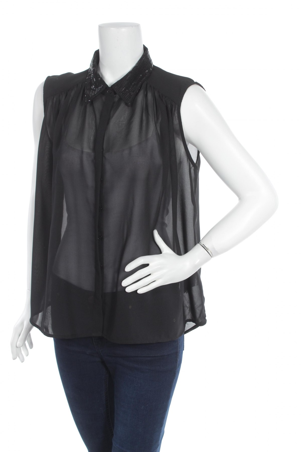 Γυναικείο πουκάμισο Vero Moda, Μέγεθος L, Χρώμα Μαύρο, Τιμή 10,52 €