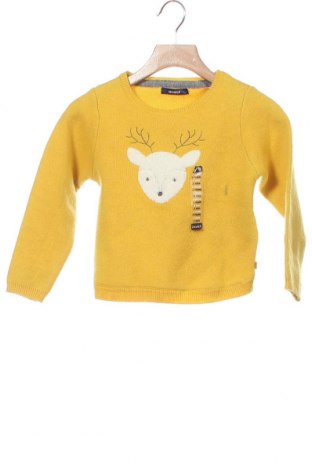 Детски пуловер Okaidi, Размер 2-3y/ 98-104 см, Цвят Жълт, 47% полиамид, 39% акрил, 8% полиестер, 6% вълна, Цена 29,40 лв.