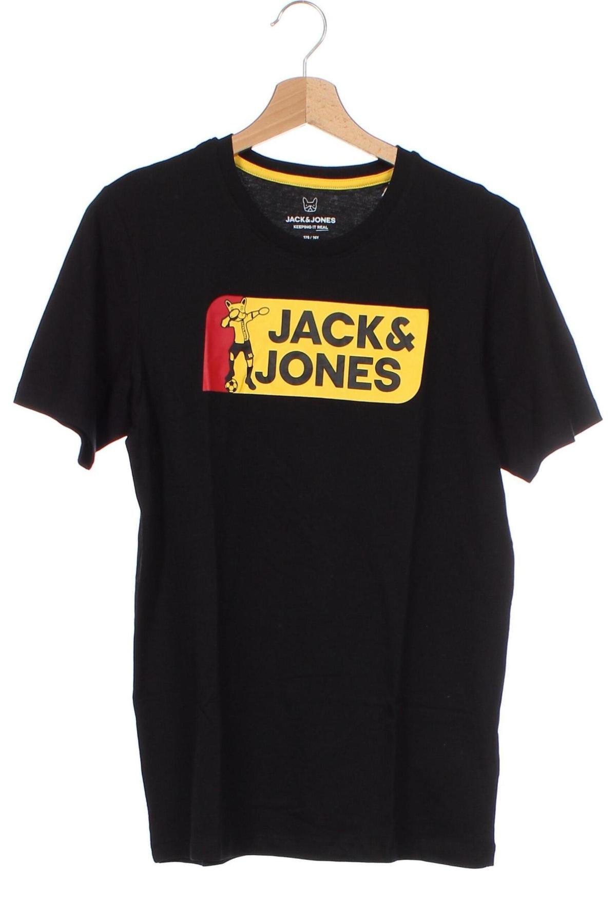Детска тениска Jack & Jones, Размер 15-18y/ 170-176 см, Цвят Черен, 100% памук, Цена 25,35 лв.