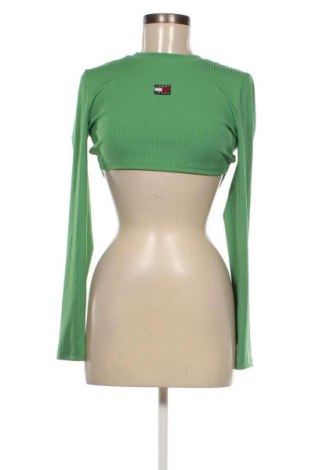 Дамска блуза Tommy Jeans, Размер S, Цвят Зелен, Цена 63,70 лв.