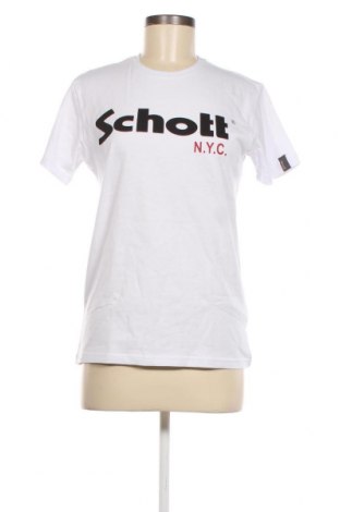Γυναικείο t-shirt Schott, Μέγεθος S, Χρώμα Λευκό, Τιμή 23,48 €
