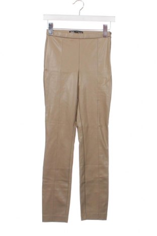 Dámské kožené kalhoty  Zara, Velikost XS, Barva Béžová, Cena  247,00 Kč