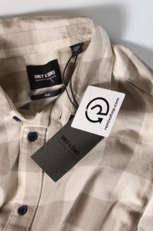 Ανδρικό πουκάμισο Only & Sons, Μέγεθος L, Χρώμα  Μπέζ, Τιμή 23,71 €