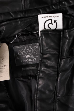 Ανδρικό δερμάτινο μπουφάν Originals By Jack & Jones, Μέγεθος L, Χρώμα Μαύρο, Τιμή 47,50 €