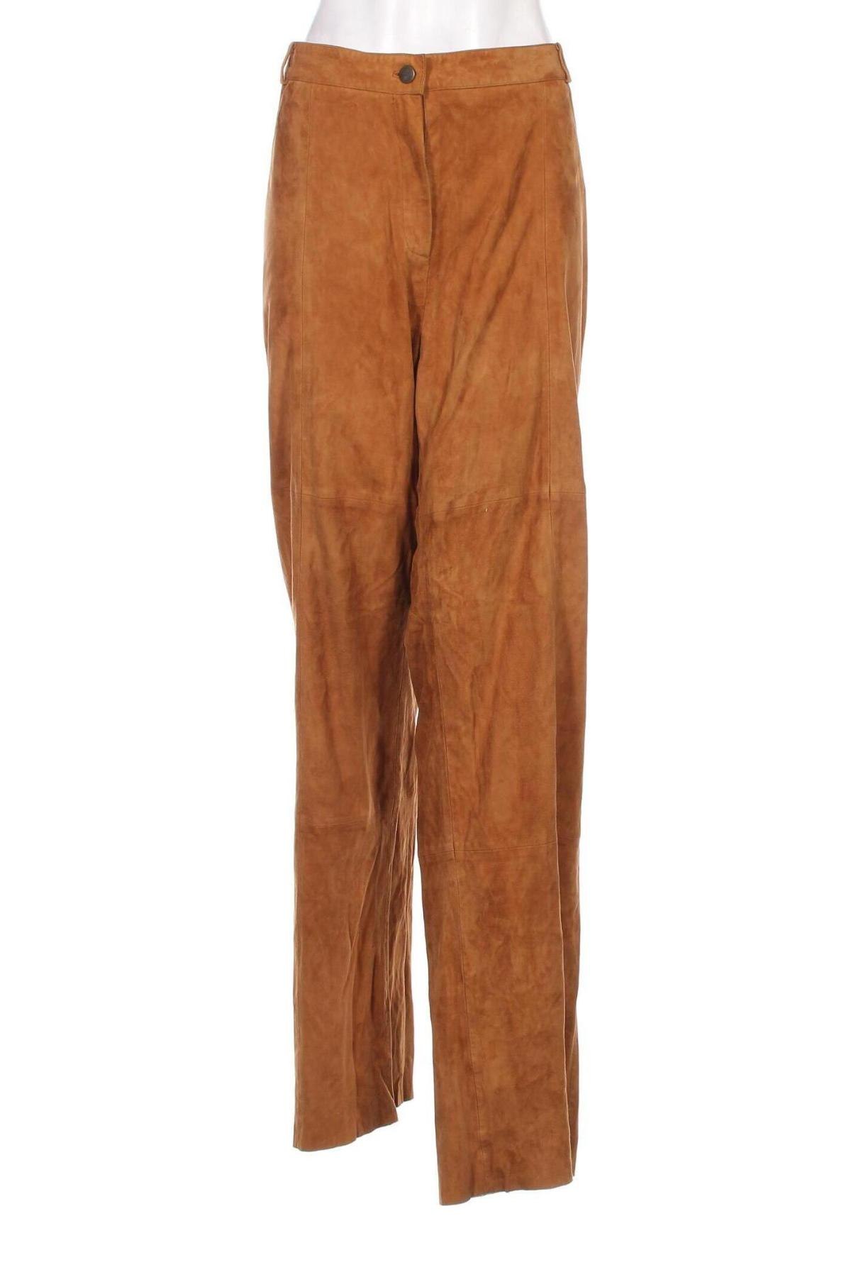 Γυναικείο παντελόνι δερμάτινο Selection By Ulla Popken, Μέγεθος 3XL, Χρώμα  Μπέζ, Τιμή 50,10 €
