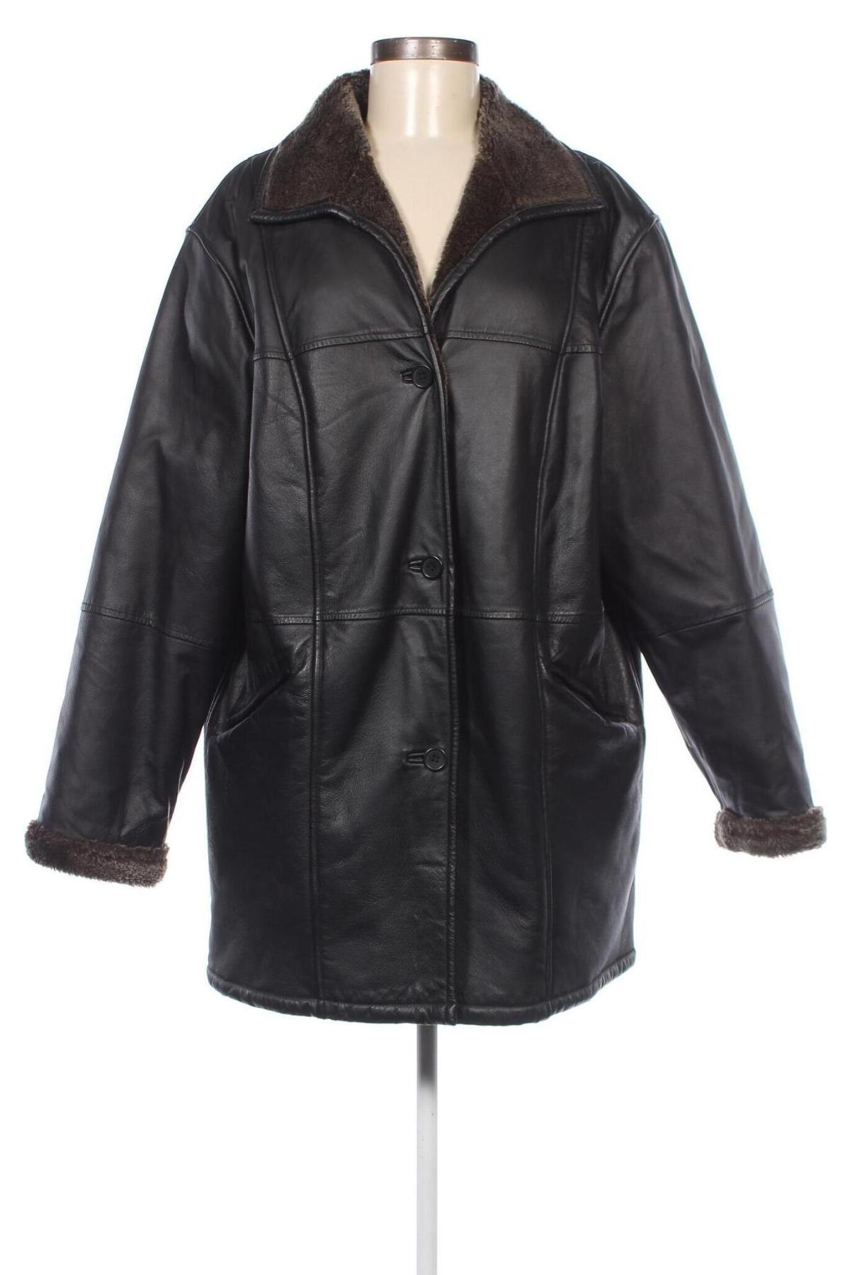 Дамско кожено яке, Размер XL, Цвят Черен, Цена 69,55 лв.