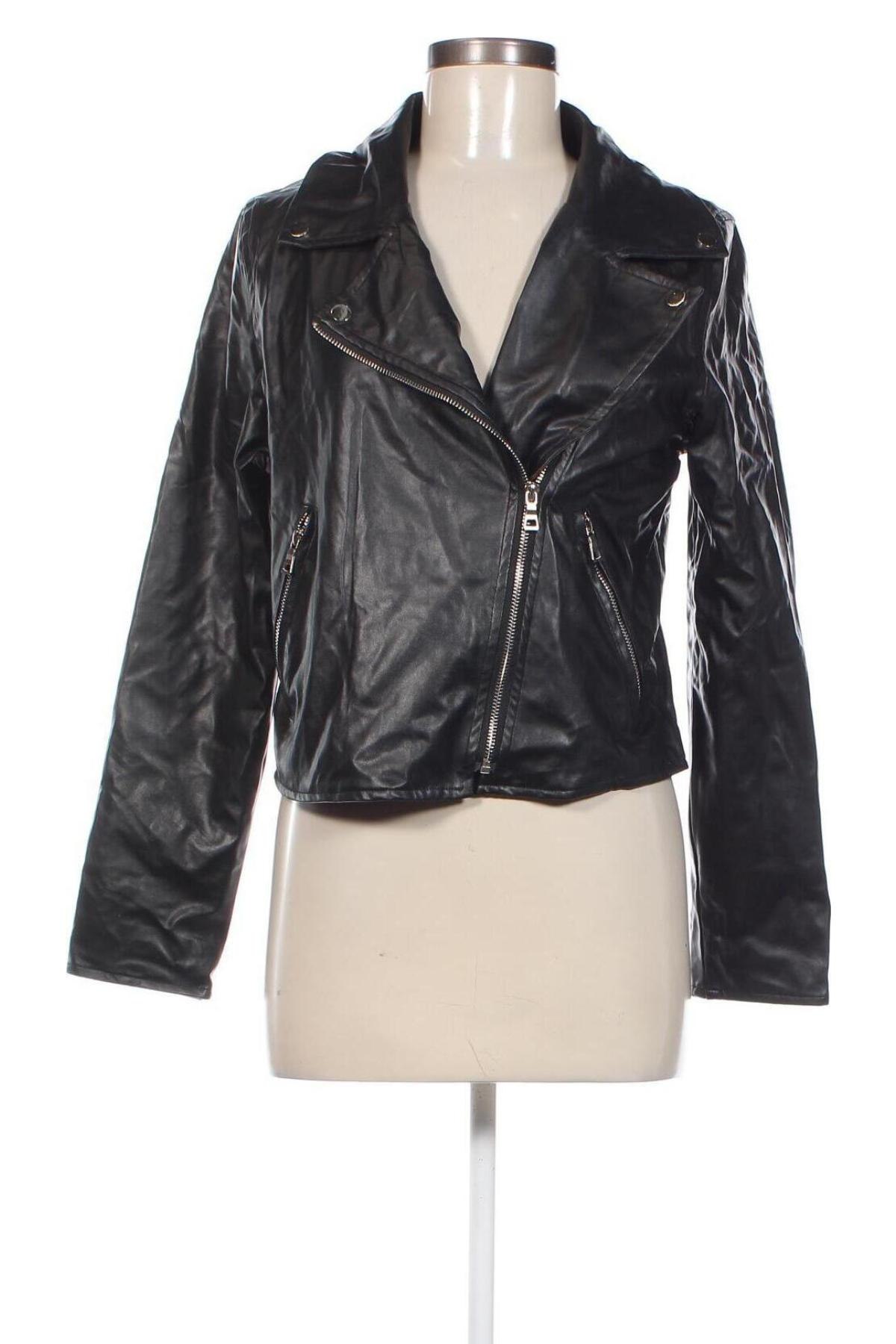 Dámska kožená bunda  Boohoo, Veľkosť M, Farba Čierna, Cena  18,89 €