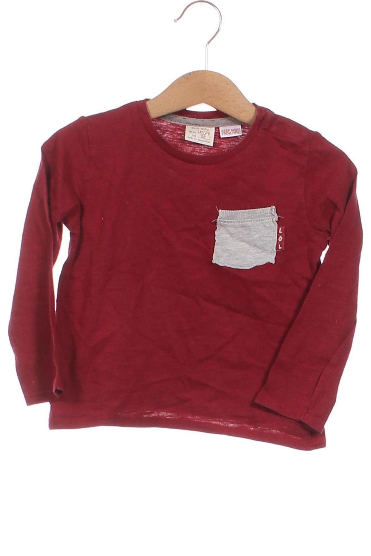 Детска блуза Zara, Размер 18-24m/ 86-98 см, Цвят Червен, Цена 7,63 лв.