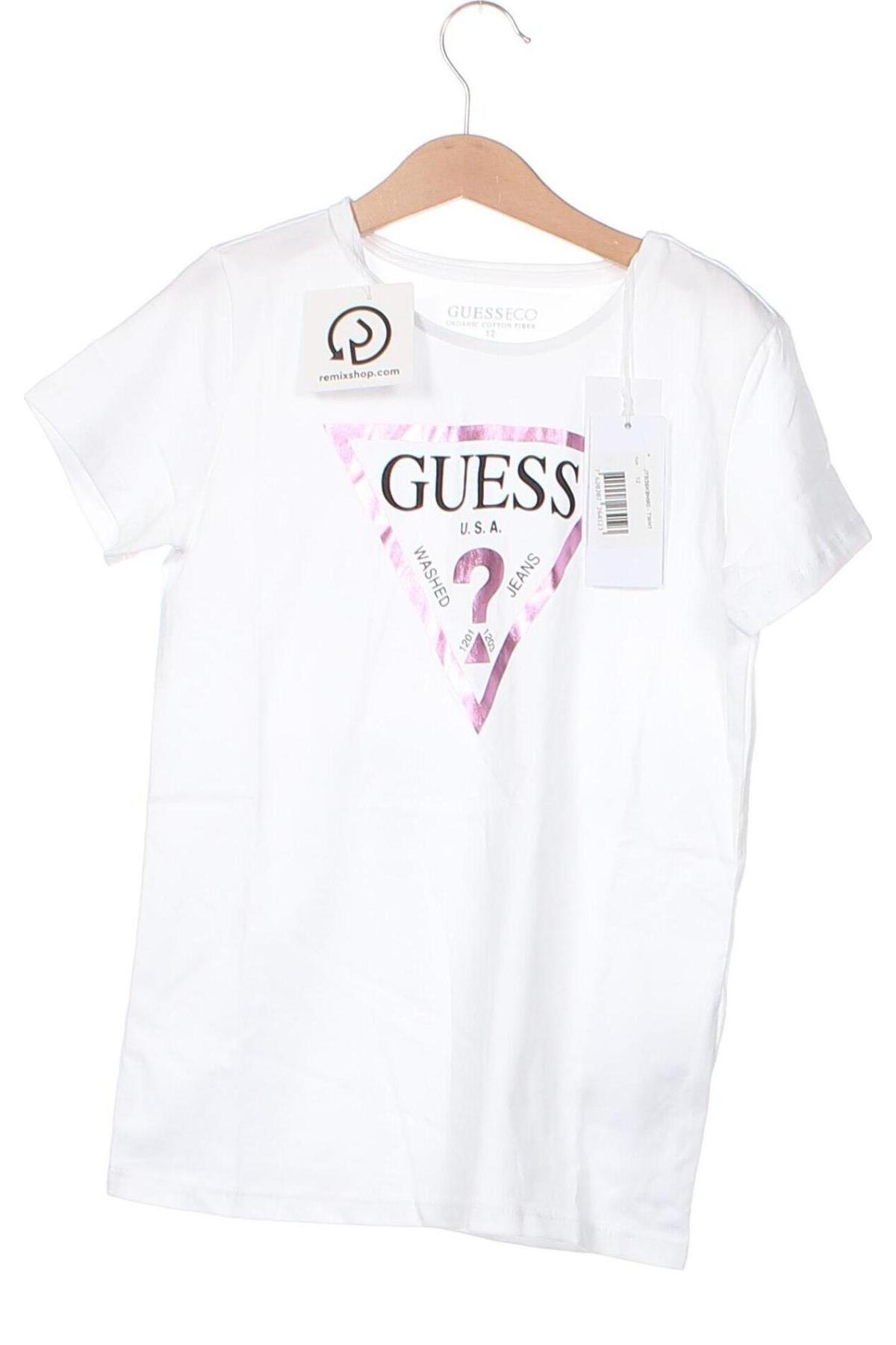Dziecięcy T-shirt Guess, Rozmiar 11-12y/ 152-158 cm, Kolor Biały, Cena 183,92 zł