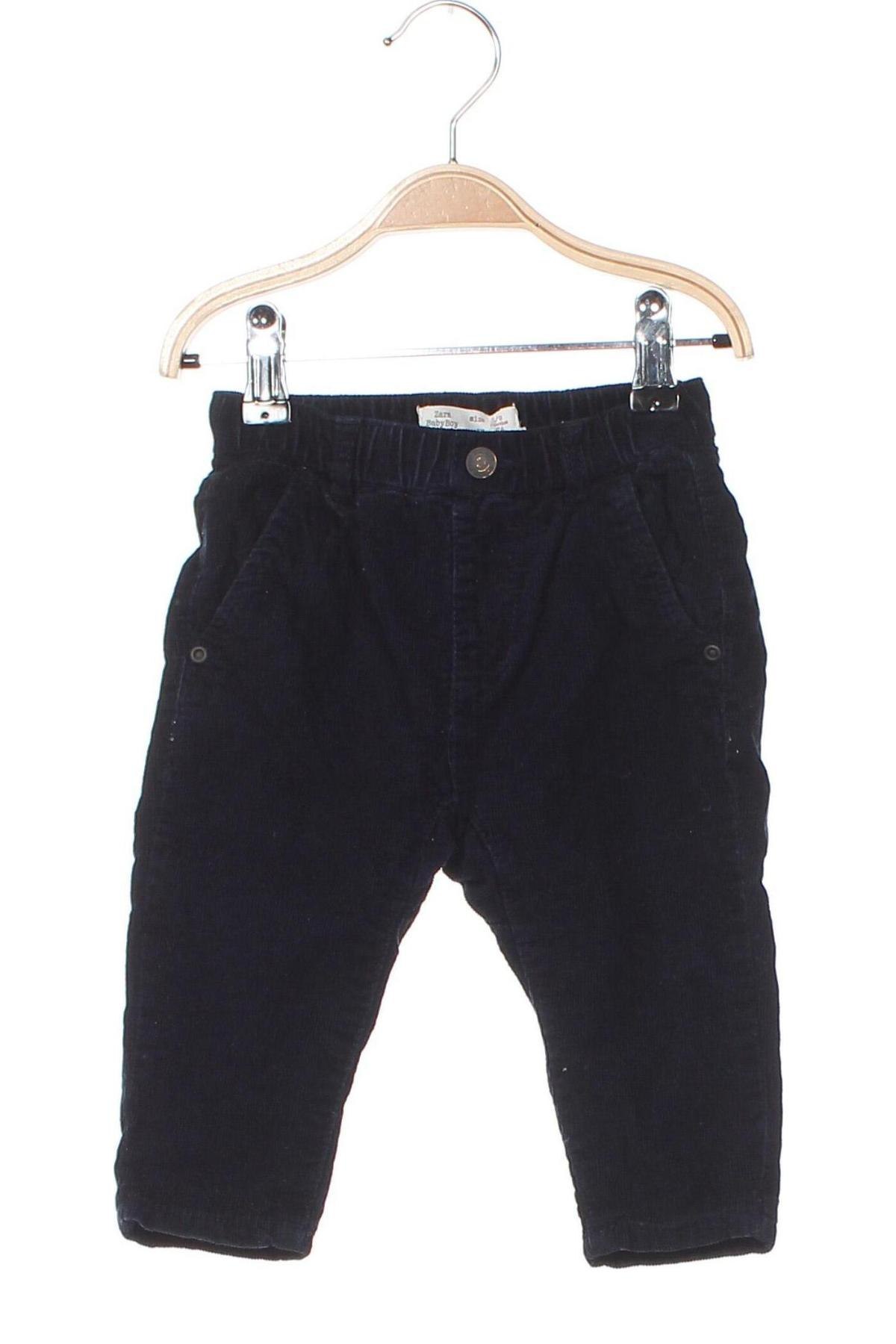 Pantaloni de catifea reiată, pentru copii Zara, Mărime 6-9m/ 68-74 cm, Culoare Albastru, Preț 72,37 Lei