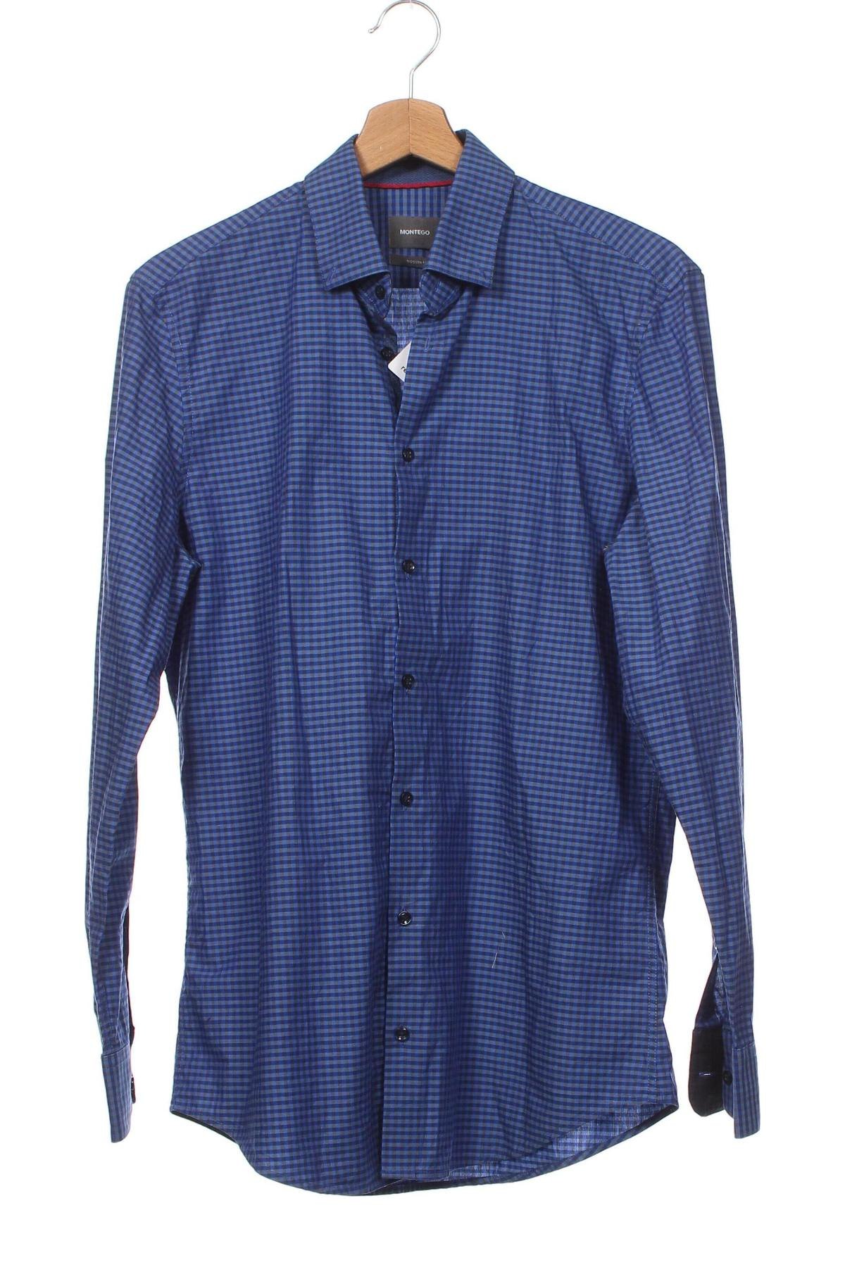 Ανδρικό πουκάμισο Montego, Μέγεθος S, Χρώμα Μπλέ, Τιμή 4,75 €
