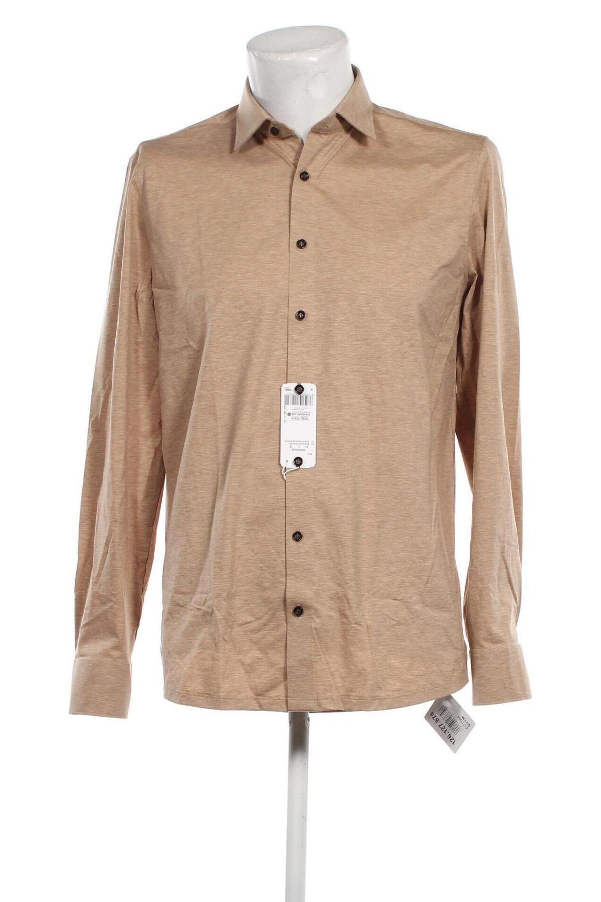 Ανδρικό πουκάμισο Olymp, Μέγεθος L, Χρώμα  Μπέζ, Τιμή 9,65 €