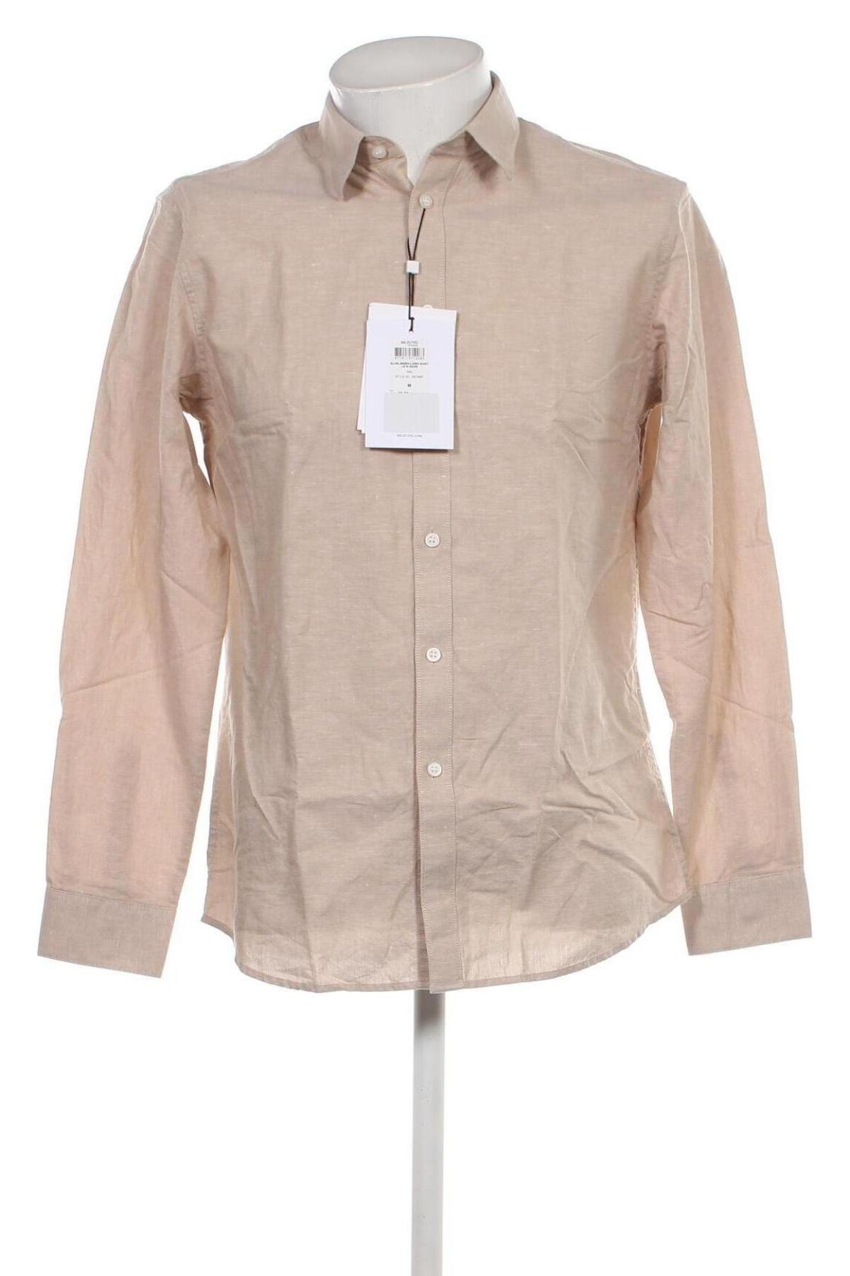 Ανδρικό πουκάμισο Selected Homme, Μέγεθος M, Χρώμα  Μπέζ, Τιμή 42,27 €