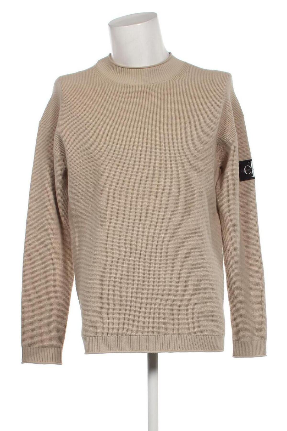 Męski sweter Calvin Klein Jeans, Rozmiar L, Kolor Beżowy, Cena 364,63 zł