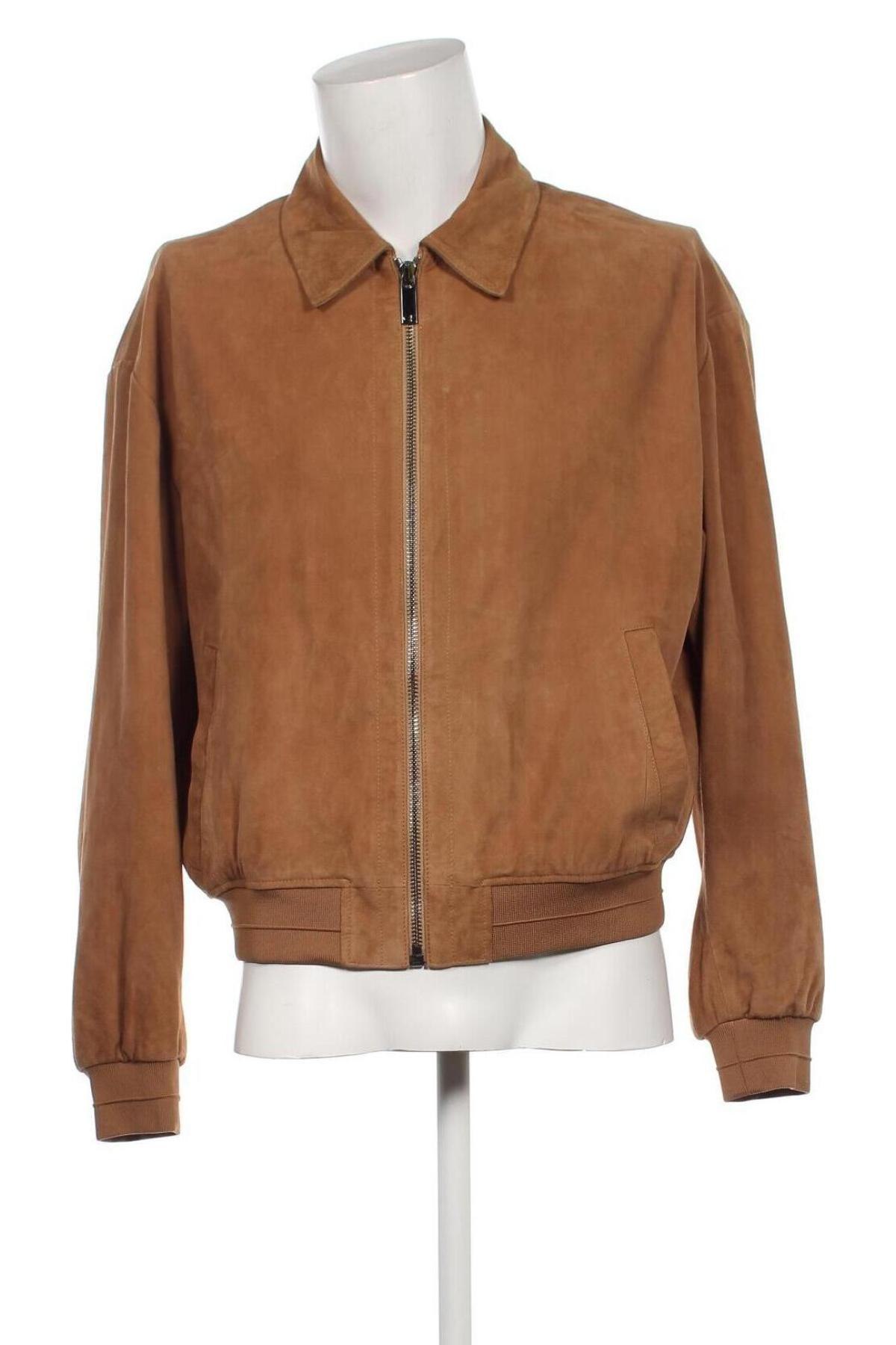Ανδρικό δερμάτινο μπουφάν Calvin Klein, Μέγεθος L, Χρώμα  Μπέζ, Τιμή 90,71 €