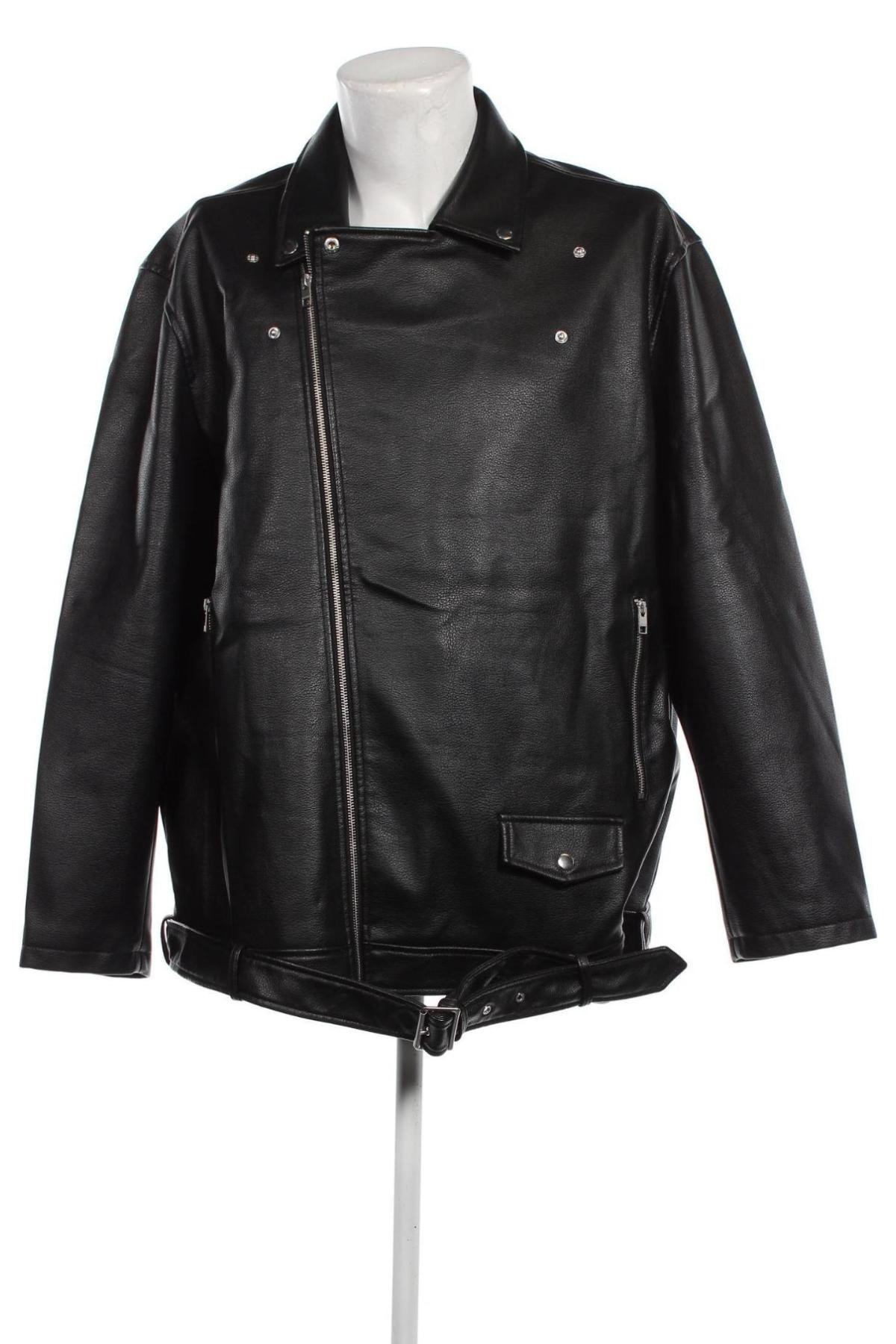 Ανδρικό δερμάτινο μπουφάν Jack & Jones, Μέγεθος XL, Χρώμα Μαύρο, Τιμή 41,62 €