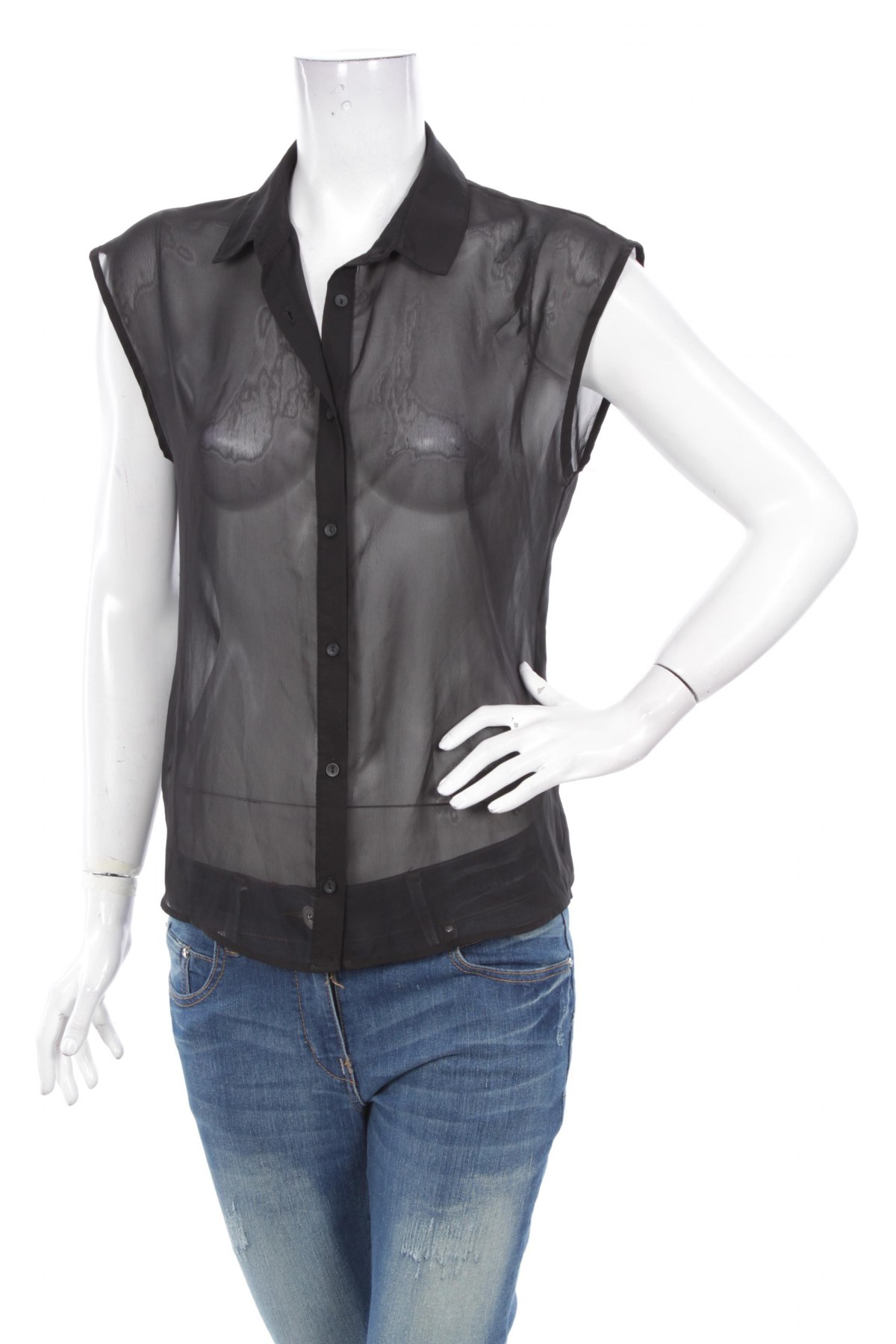 Γυναικείο πουκάμισο Pieces, Μέγεθος L, Χρώμα Μαύρο, Τιμή 9,90 €