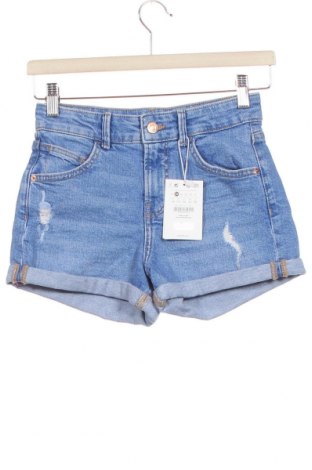 Pantaloni scurți de femei Bershka, Mărime XS, Culoare Albastru, 99% bumbac, 1% elastan, Preț 161,18 Lei