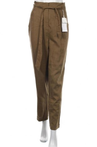 Дамски панталон Springfield, Размер L, Цвят Зелен, 79% вискоза, 21% лен, Цена 59,25 лв.