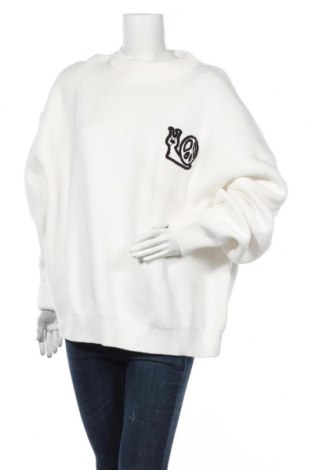 Дамски пуловер Weekday, Размер L, Цвят Бял, Памук, Цена 59,40 лв.
