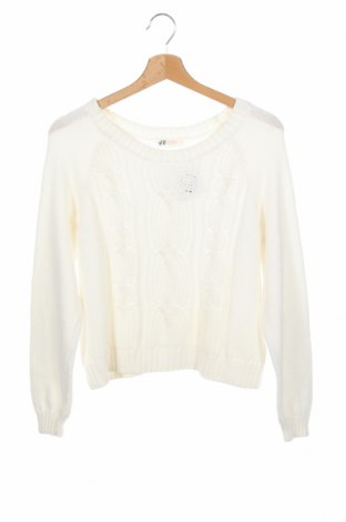 Детски пуловер H&M, Размер 14-15y/ 168-170 см, Цвят Бял, Цена 10,80 лв.