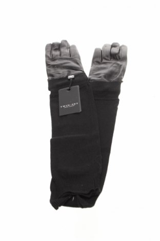 Rękawiczki TWINSET, Kolor Czarny, Skóra naturalna, Cena 450,46 zł