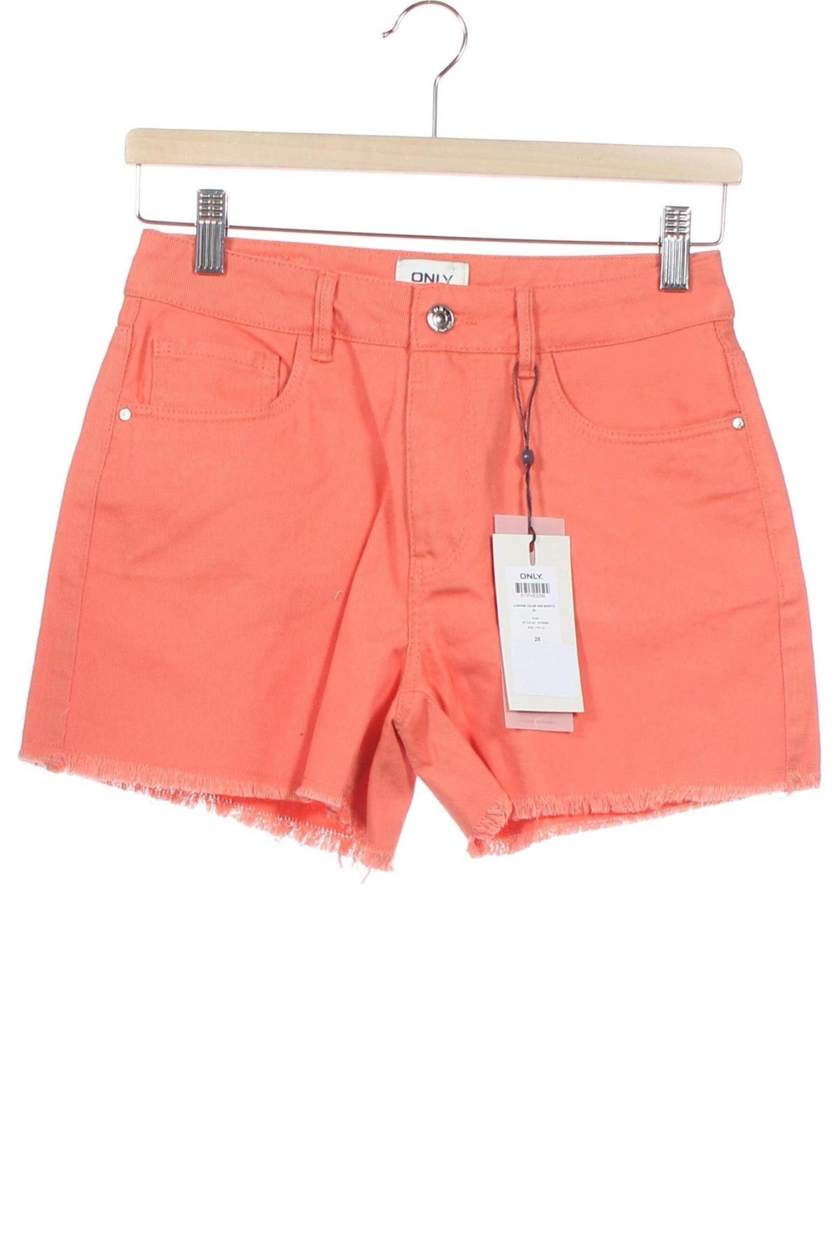 Дамски къс панталон ONLY, Размер XS, Цвят Оранжев, Памук, Цена 24,50 лв.