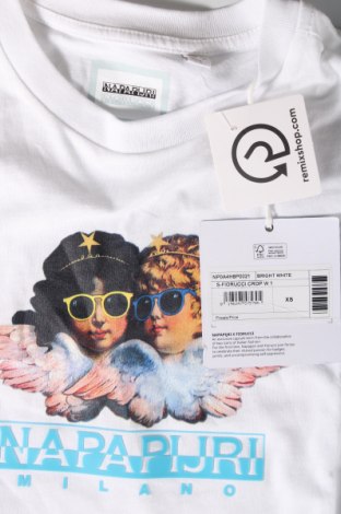 Damski T-shirt Napapijri x Fiorucci, Rozmiar XS, Kolor Biały, Cena 115,39 zł
