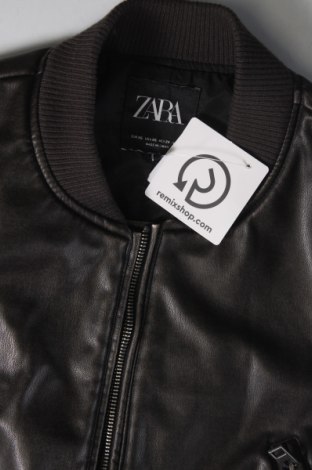Дамско кожено яке Zara, Размер XS, Цвят Кафяв, Цена 62,10 лв.
