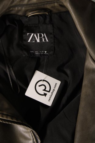 Γυναικείο δερμάτινο μπουφάν Zara, Μέγεθος L, Χρώμα Πράσινο, Τιμή 37,61 €