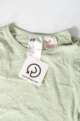 Детска блуза H&M, Размер 18-24m/ 86-98 см, Цвят Зелен, Цена 6,35 лв.