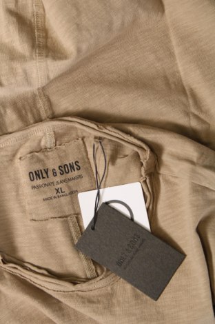 Мъжка тениска Only & Sons, Размер XL, Цвят Бежов, Цена 21,00 лв.