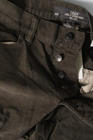Pantaloni raiați de bărbați H&M L.O.G.G., Mărime M, Culoare Verde, Preț 95,39 Lei
