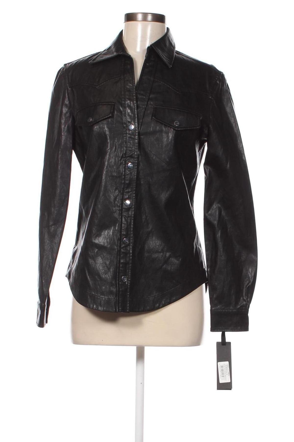 Γυναικείο δερμάτινο πουκάμισο Pinko, Μέγεθος XS, Χρώμα Μαύρο, Τιμή 74,38 €