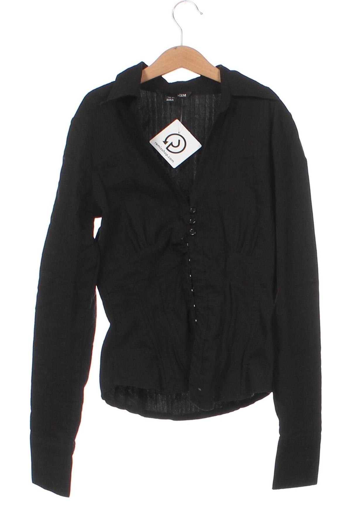 Γυναικείο πουκάμισο H&M, Μέγεθος XS, Χρώμα Μαύρο, Τιμή 2,30 €