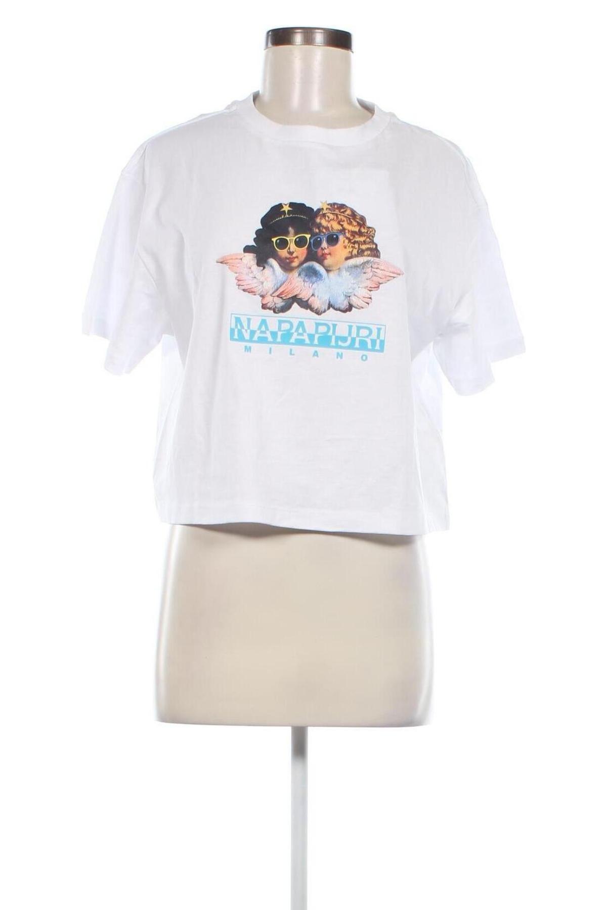 Damski T-shirt Napapijri x Fiorucci, Rozmiar L, Kolor Biały, Cena 530,59 zł