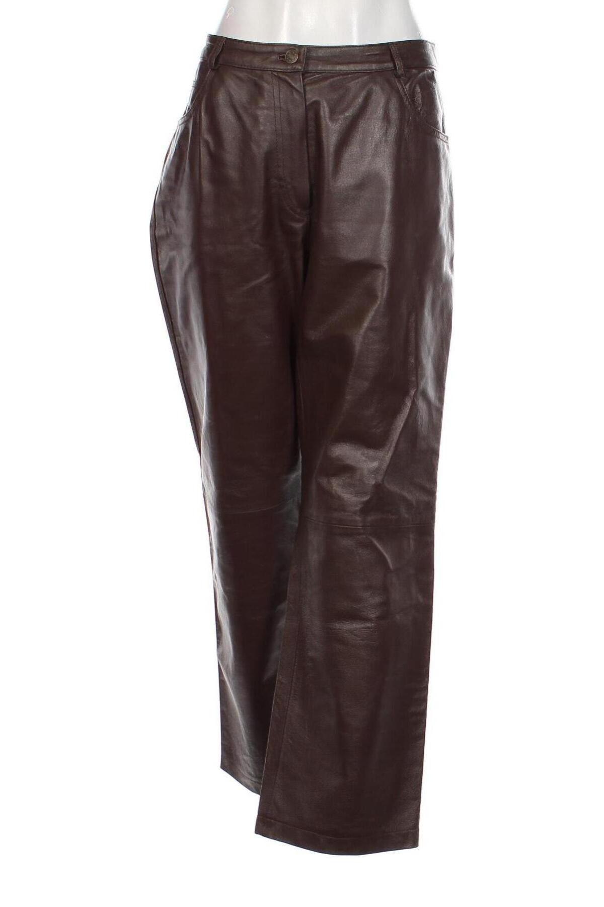 Pantaloni de piele pentru damă, Mărime XL, Culoare Maro, Preț 351,97 Lei