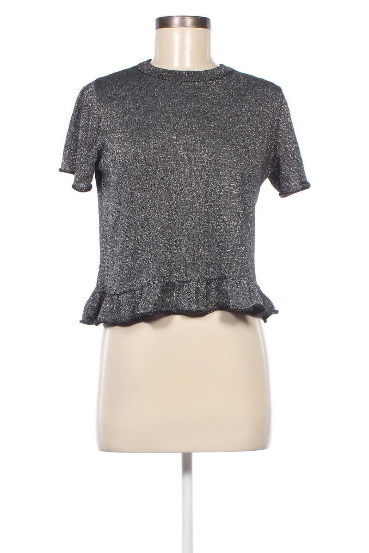 Дамски пуловер Zara Knitwear, Размер M, Цвят Сребрист, Цена 4,40 лв.