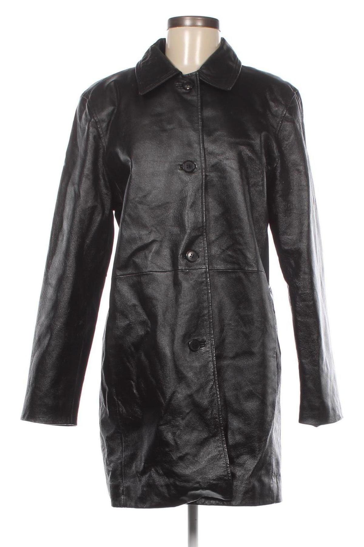 Дамско кожено яке, Размер M, Цвят Черен, Цена 55,64 лв.