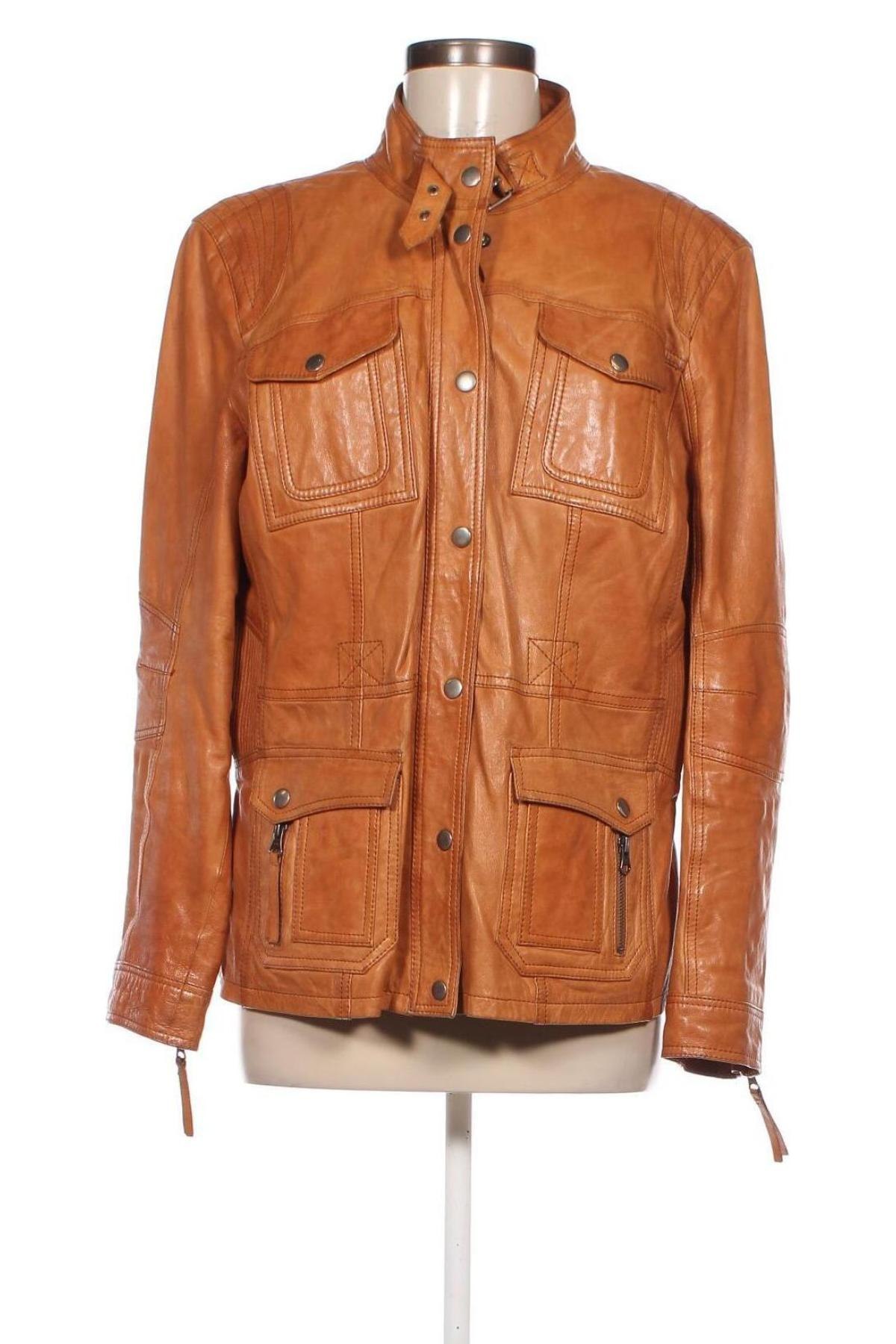 Дамско кожено яке Yessica, Размер XL, Цвят Оранжев, Цена 107,00 лв.
