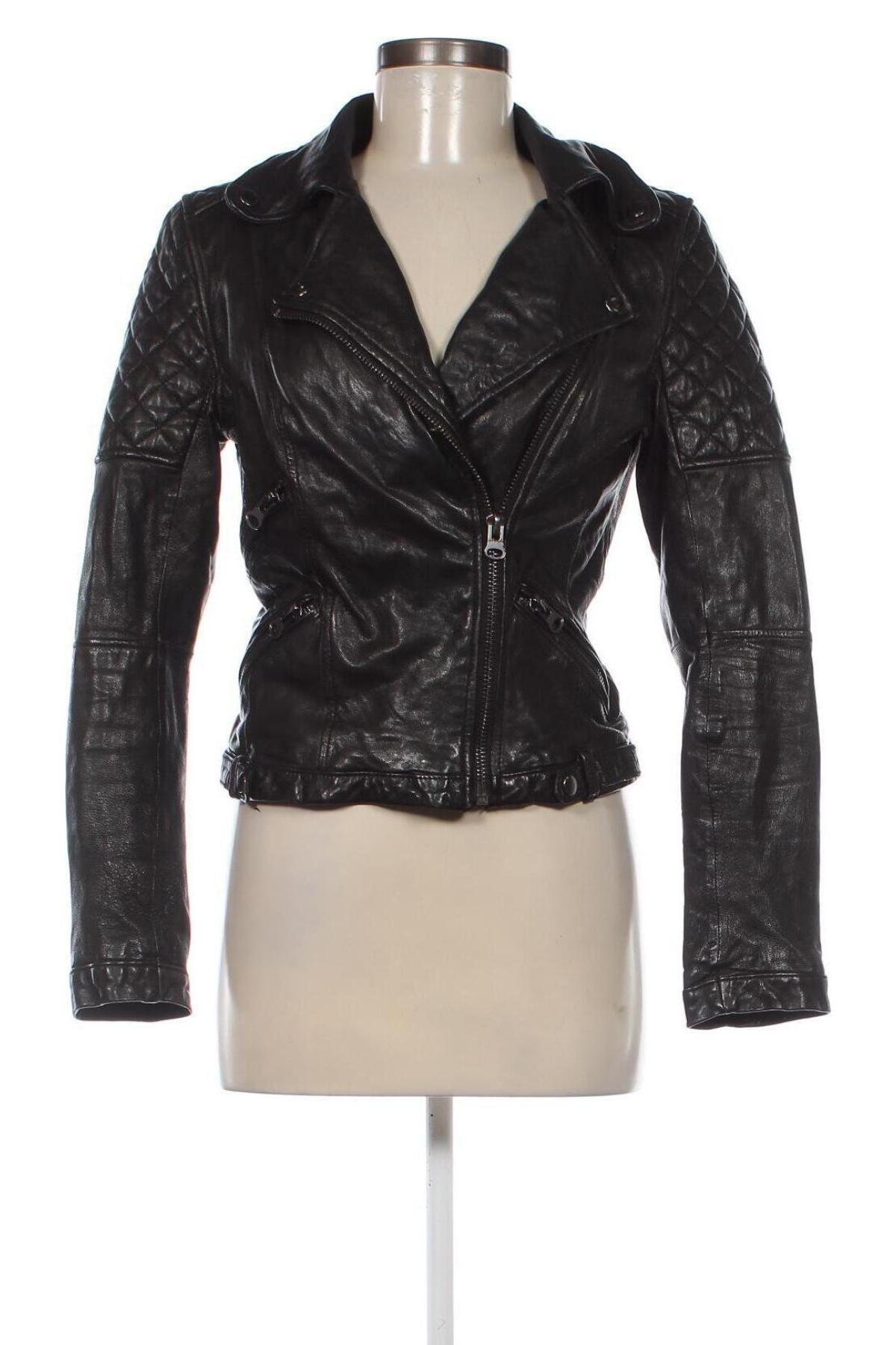 Дамско кожено яке Zara, Размер M, Цвят Черен, Цена 29,01 лв.