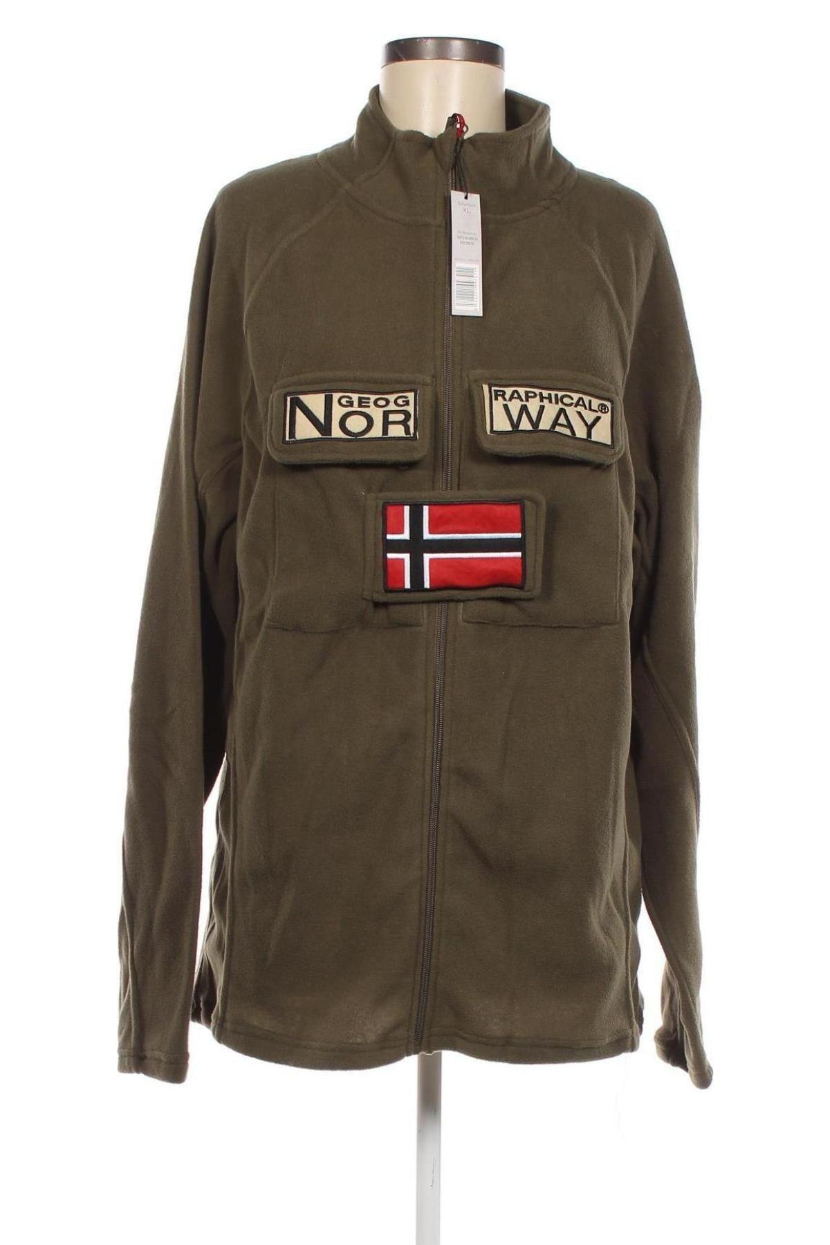 Γυναικεία ζακέτα fleece Geographical Norway, Μέγεθος XL, Χρώμα Πράσινο, Τιμή 20,88 €