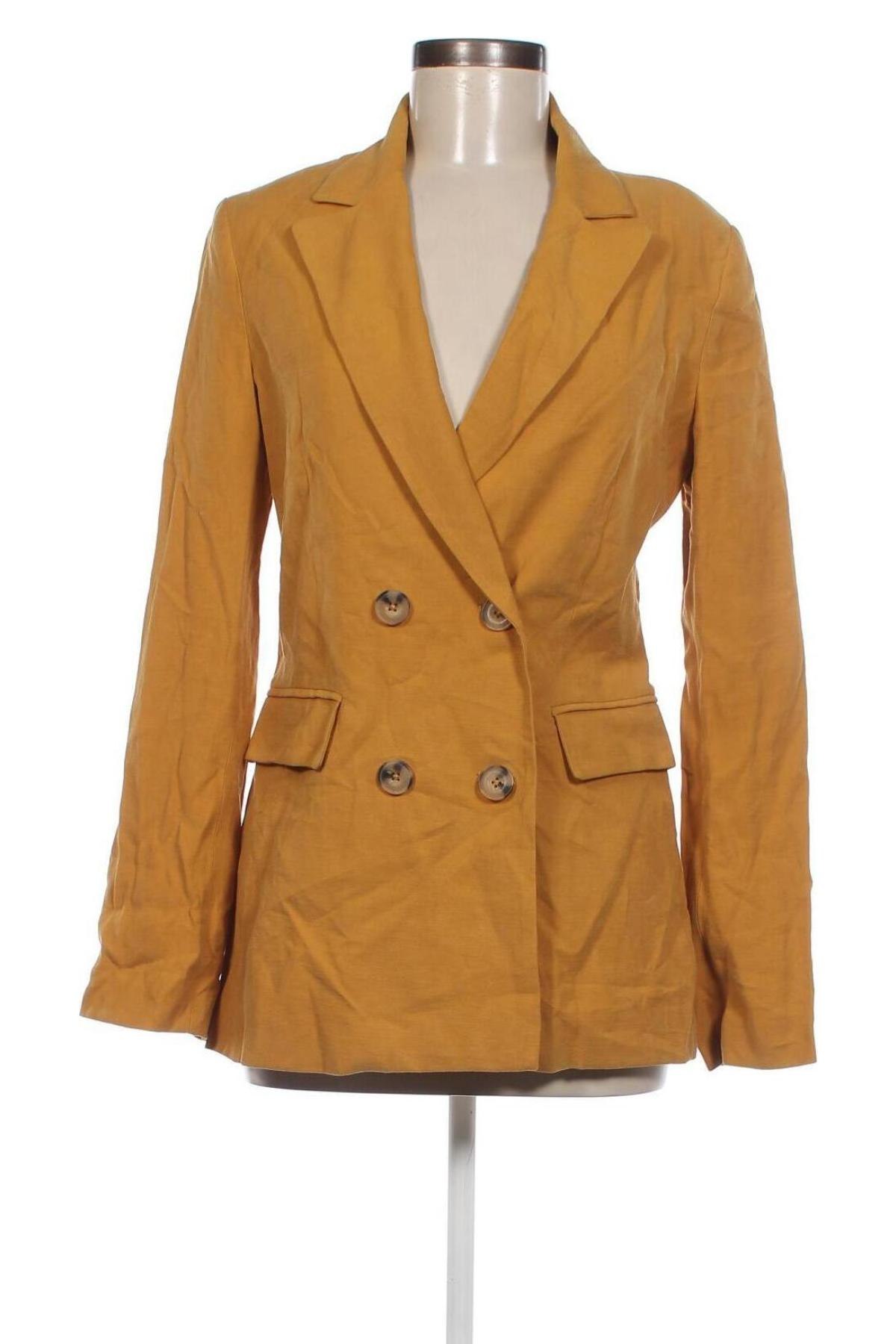 Дамско сако Bershka, Размер S, Цвят Жълт, Цена 33,60 лв.