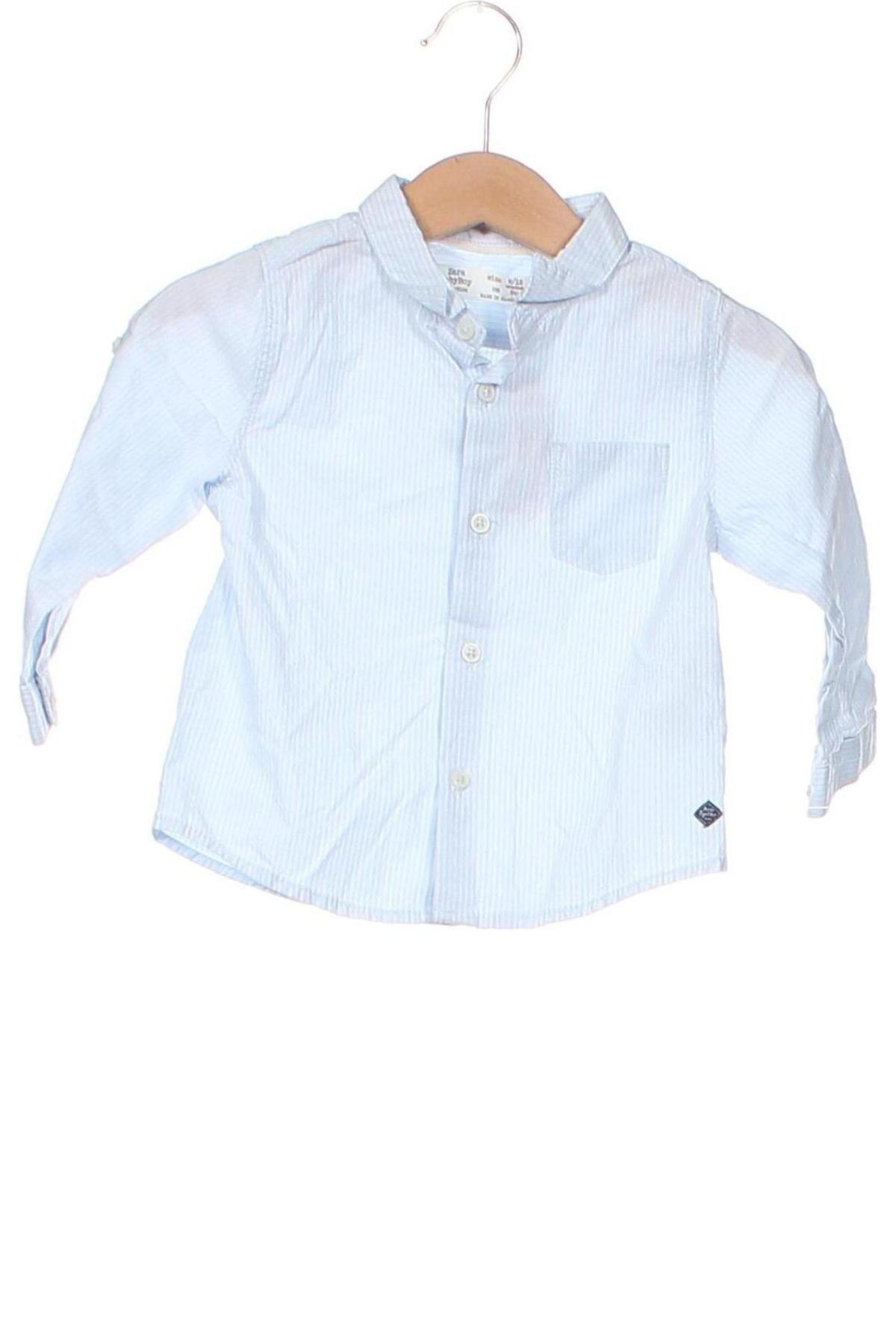 Детска риза Zara, Размер 9-12m/ 74-80 см, Цвят Син, Цена 12,70 лв.