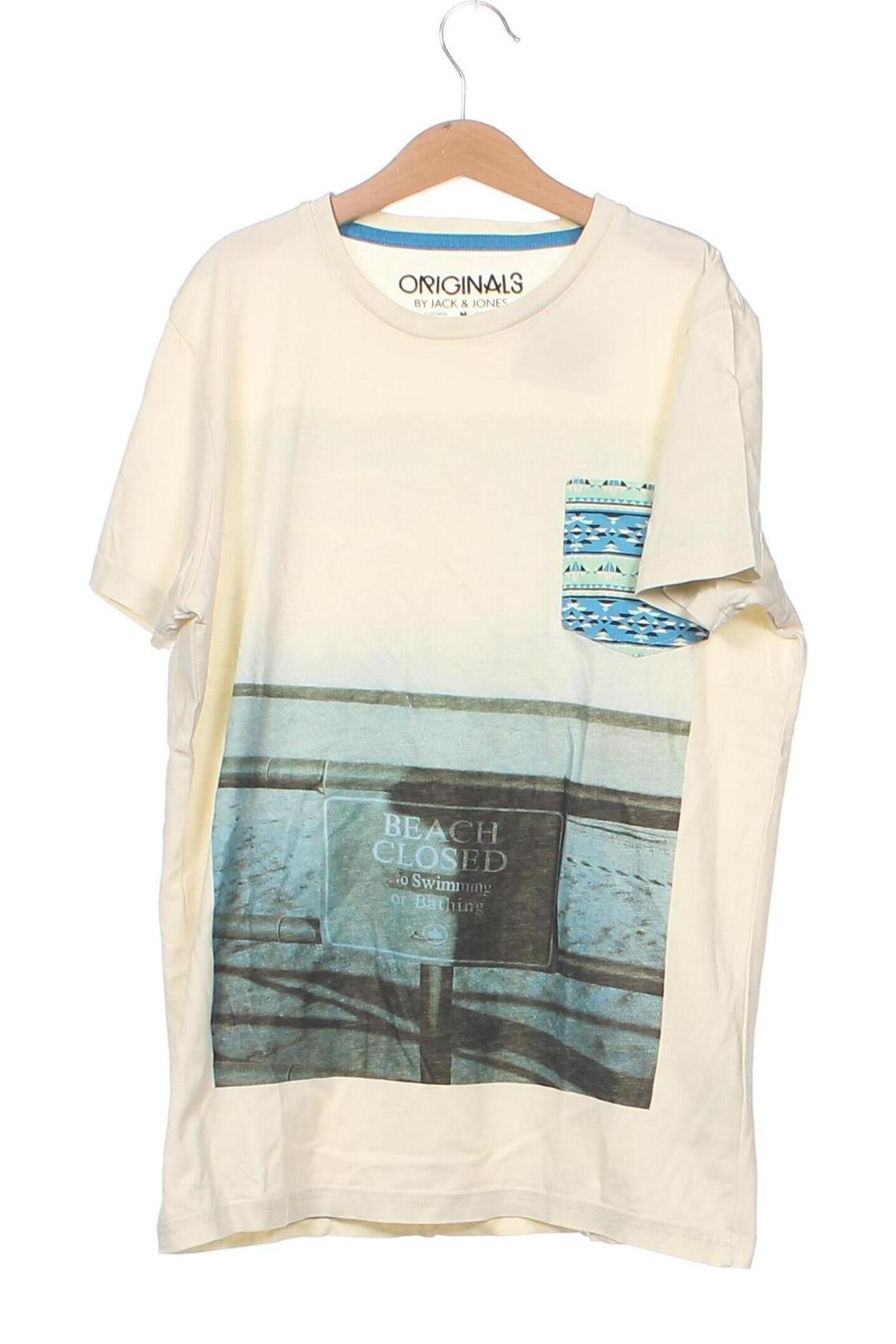 Kinder T-Shirt Originals By Jack & Jones, Größe 8-9y/ 134-140 cm, Farbe Ecru, Preis 7,65 €