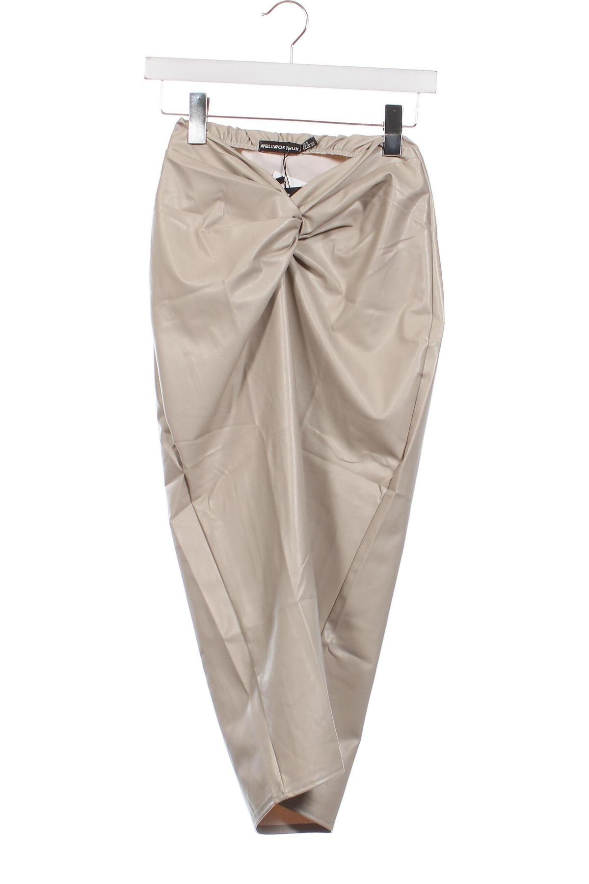 Δερμάτινη φούστα, Μέγεθος XXS, Χρώμα  Μπέζ, Τιμή 4,98 €