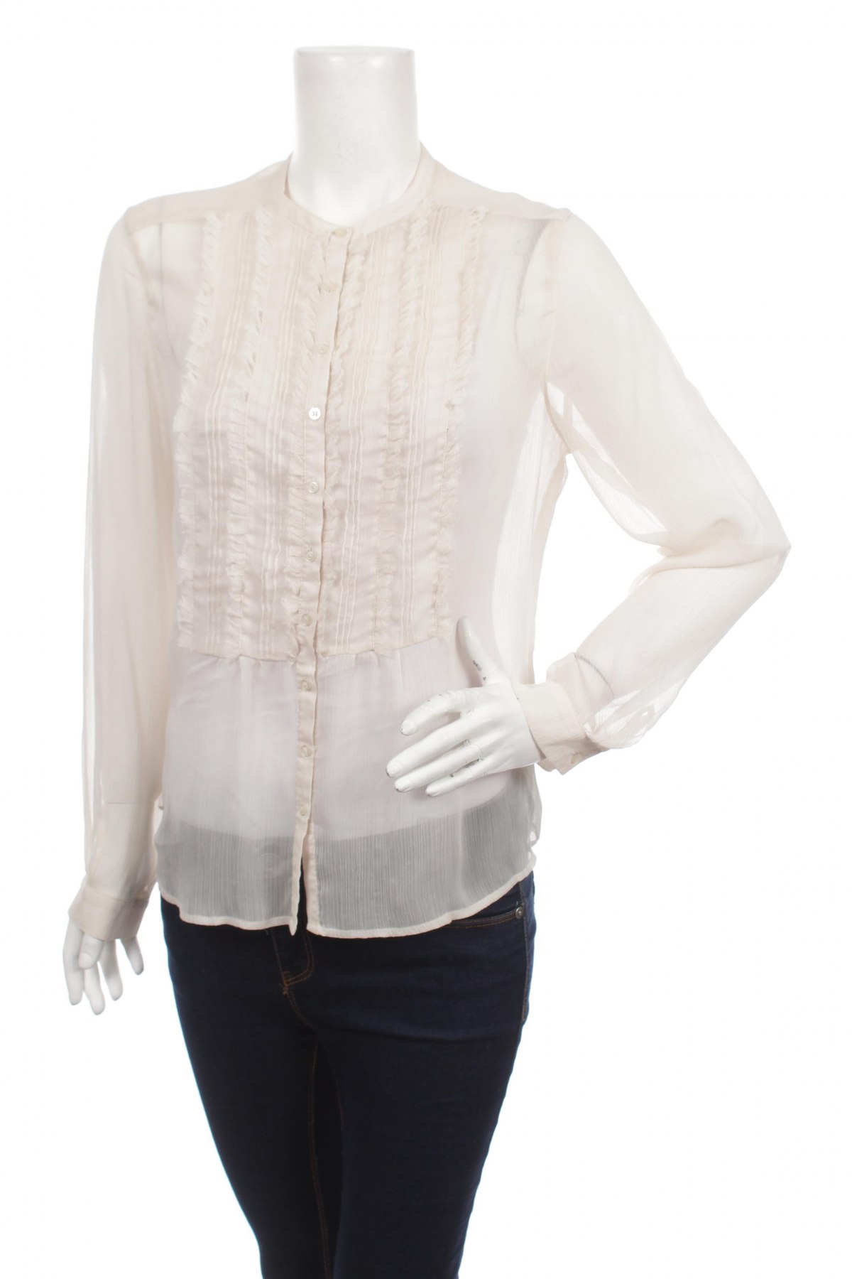 Γυναικείο πουκάμισο Autre Ton, Μέγεθος L, Χρώμα Εκρού, Τιμή 19,59 €